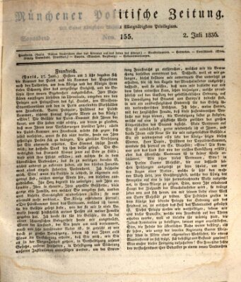 Münchener politische Zeitung (Süddeutsche Presse) Samstag 2. Juli 1836