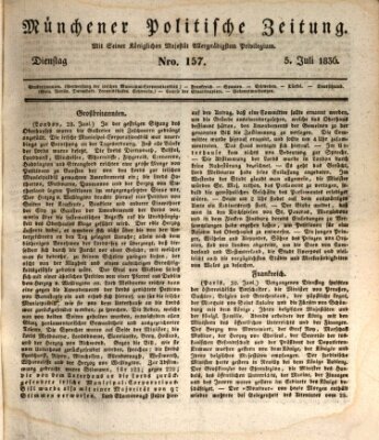 Münchener politische Zeitung (Süddeutsche Presse) Dienstag 5. Juli 1836