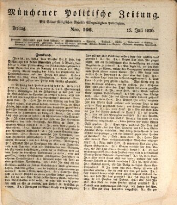 Münchener politische Zeitung (Süddeutsche Presse) Freitag 15. Juli 1836