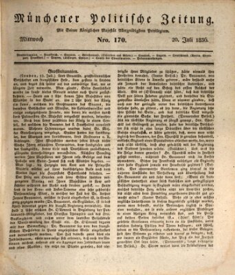 Münchener politische Zeitung (Süddeutsche Presse) Mittwoch 20. Juli 1836