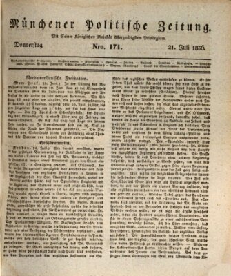 Münchener politische Zeitung (Süddeutsche Presse) Donnerstag 21. Juli 1836