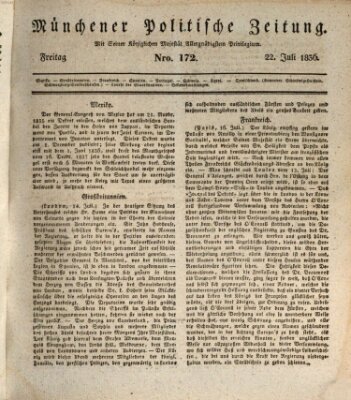 Münchener politische Zeitung (Süddeutsche Presse) Freitag 22. Juli 1836