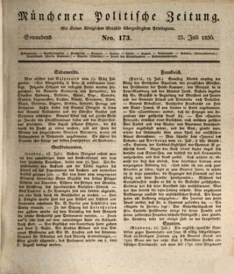 Münchener politische Zeitung (Süddeutsche Presse) Samstag 23. Juli 1836