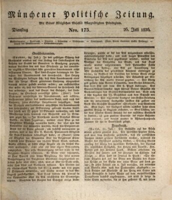 Münchener politische Zeitung (Süddeutsche Presse) Dienstag 26. Juli 1836