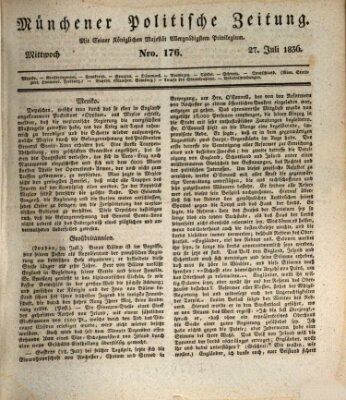 Münchener politische Zeitung (Süddeutsche Presse) Mittwoch 27. Juli 1836