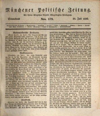 Münchener politische Zeitung (Süddeutsche Presse) Samstag 30. Juli 1836