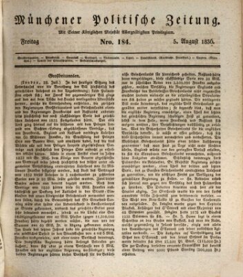 Münchener politische Zeitung (Süddeutsche Presse) Freitag 5. August 1836