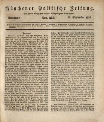 Münchener politische Zeitung (Süddeutsche Presse) Samstag 24. September 1836