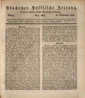 Münchener politische Zeitung (Süddeutsche Presse) Montag 26. September 1836