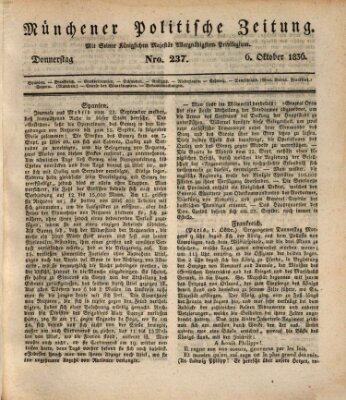 Münchener politische Zeitung (Süddeutsche Presse) Donnerstag 6. Oktober 1836