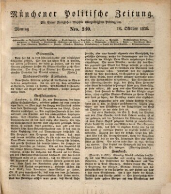 Münchener politische Zeitung (Süddeutsche Presse) Montag 10. Oktober 1836