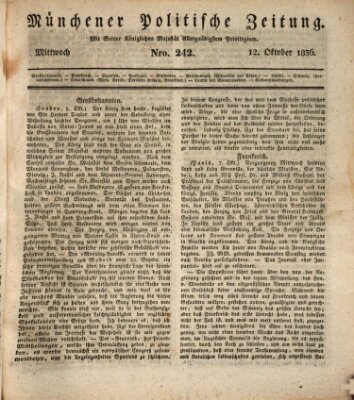 Münchener politische Zeitung (Süddeutsche Presse) Mittwoch 12. Oktober 1836