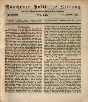 Münchener politische Zeitung (Süddeutsche Presse) Donnerstag 13. Oktober 1836