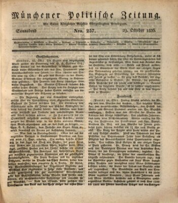 Münchener politische Zeitung (Süddeutsche Presse) Samstag 29. Oktober 1836