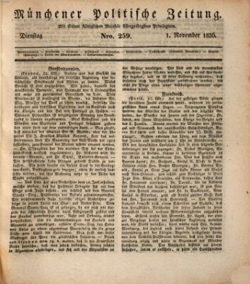 Münchener politische Zeitung (Süddeutsche Presse) Dienstag 1. November 1836