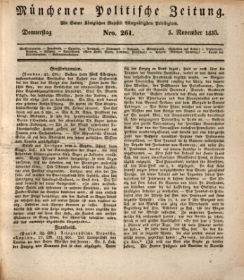 Münchener politische Zeitung (Süddeutsche Presse) Donnerstag 3. November 1836
