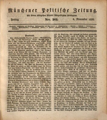 Münchener politische Zeitung (Süddeutsche Presse) Freitag 4. November 1836