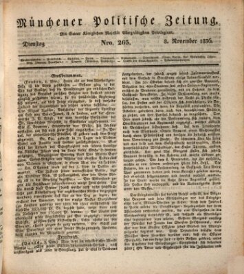 Münchener politische Zeitung (Süddeutsche Presse) Dienstag 8. November 1836