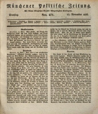 Münchener politische Zeitung (Süddeutsche Presse) Dienstag 15. November 1836