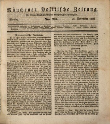 Münchener politische Zeitung (Süddeutsche Presse) Montag 28. November 1836