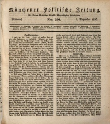 Münchener politische Zeitung (Süddeutsche Presse) Mittwoch 7. Dezember 1836