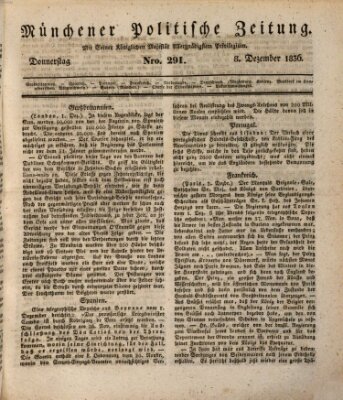 Münchener politische Zeitung (Süddeutsche Presse) Donnerstag 8. Dezember 1836