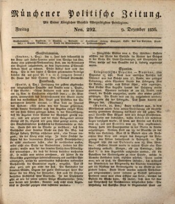 Münchener politische Zeitung (Süddeutsche Presse) Freitag 9. Dezember 1836