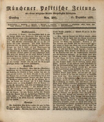 Münchener politische Zeitung (Süddeutsche Presse) Dienstag 13. Dezember 1836