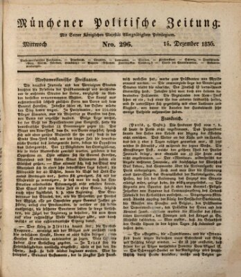 Münchener politische Zeitung (Süddeutsche Presse) Mittwoch 14. Dezember 1836