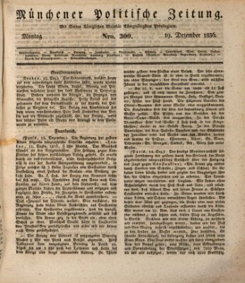 Münchener politische Zeitung (Süddeutsche Presse) Montag 19. Dezember 1836