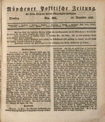 Münchener politische Zeitung (Süddeutsche Presse) Dienstag 20. Dezember 1836