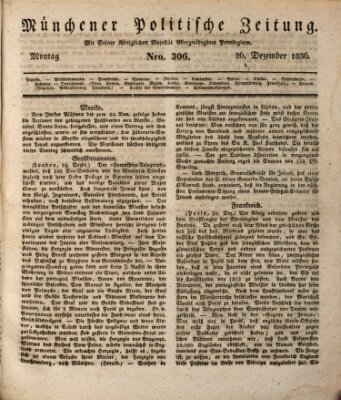 Münchener politische Zeitung (Süddeutsche Presse) Montag 26. Dezember 1836