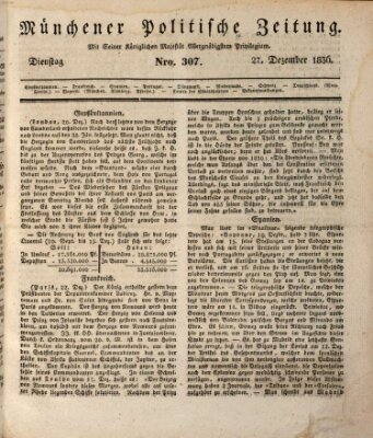 Münchener politische Zeitung (Süddeutsche Presse) Dienstag 27. Dezember 1836