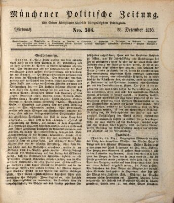 Münchener politische Zeitung (Süddeutsche Presse) Mittwoch 28. Dezember 1836