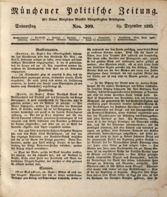 Münchener politische Zeitung (Süddeutsche Presse) Donnerstag 29. Dezember 1836