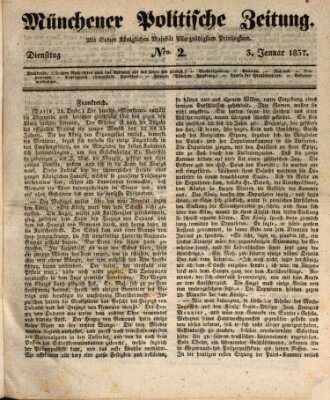 Münchener politische Zeitung (Süddeutsche Presse) Dienstag 3. Januar 1837