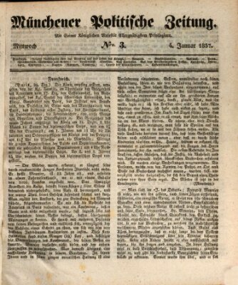 Münchener politische Zeitung (Süddeutsche Presse) Mittwoch 4. Januar 1837