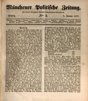 Münchener politische Zeitung (Süddeutsche Presse) Freitag 6. Januar 1837