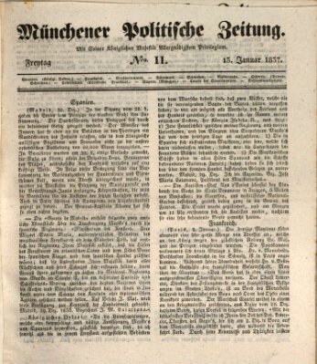 Münchener politische Zeitung (Süddeutsche Presse) Freitag 13. Januar 1837