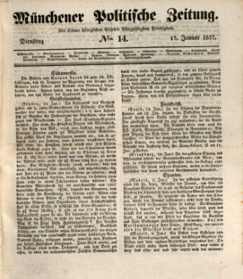 Münchener politische Zeitung (Süddeutsche Presse) Dienstag 17. Januar 1837