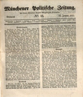 Münchener politische Zeitung (Süddeutsche Presse) Mittwoch 18. Januar 1837