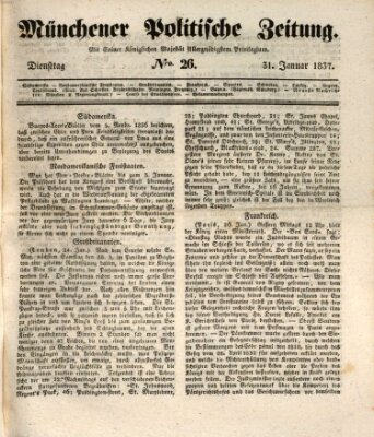 Münchener politische Zeitung (Süddeutsche Presse) Dienstag 31. Januar 1837