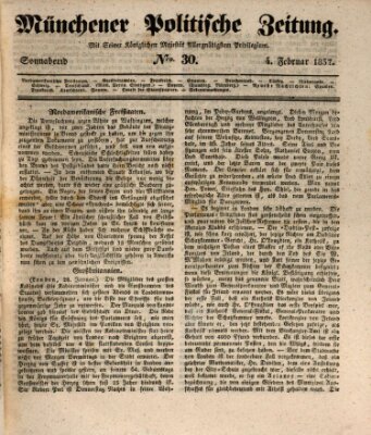 Münchener politische Zeitung (Süddeutsche Presse) Samstag 4. Februar 1837