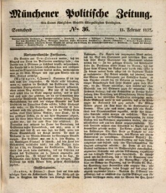 Münchener politische Zeitung (Süddeutsche Presse) Samstag 11. Februar 1837