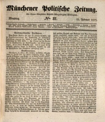 Münchener politische Zeitung (Süddeutsche Presse) Montag 13. Februar 1837