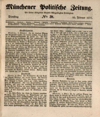 Münchener politische Zeitung (Süddeutsche Presse) Dienstag 14. Februar 1837