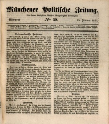 Münchener politische Zeitung (Süddeutsche Presse) Mittwoch 15. Februar 1837