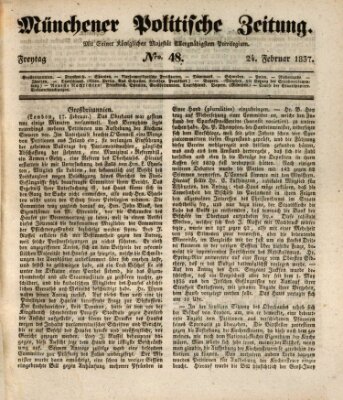 Münchener politische Zeitung (Süddeutsche Presse) Freitag 24. Februar 1837