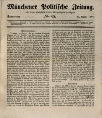 Münchener politische Zeitung (Süddeutsche Presse) Donnerstag 16. März 1837