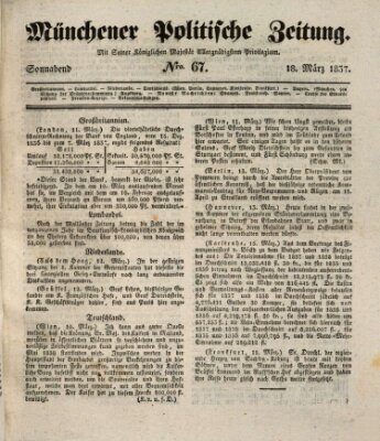 Münchener politische Zeitung (Süddeutsche Presse) Samstag 18. März 1837